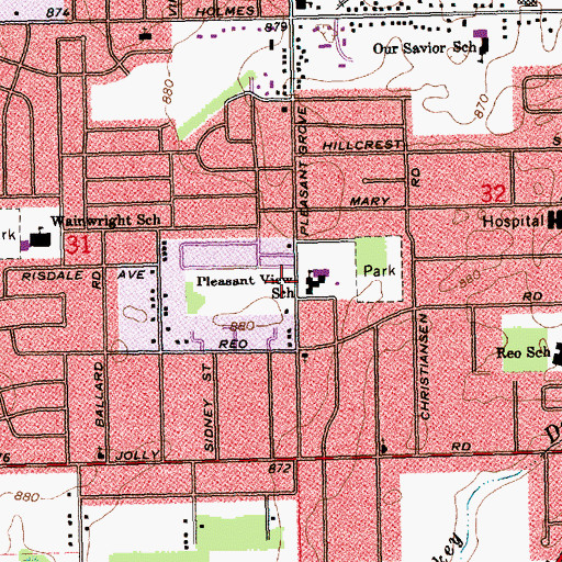 Topographic Map of Pleasant View Park, MI