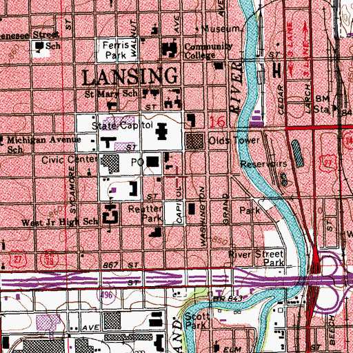 Topographic Map of Thomas M Cooley Law School, MI