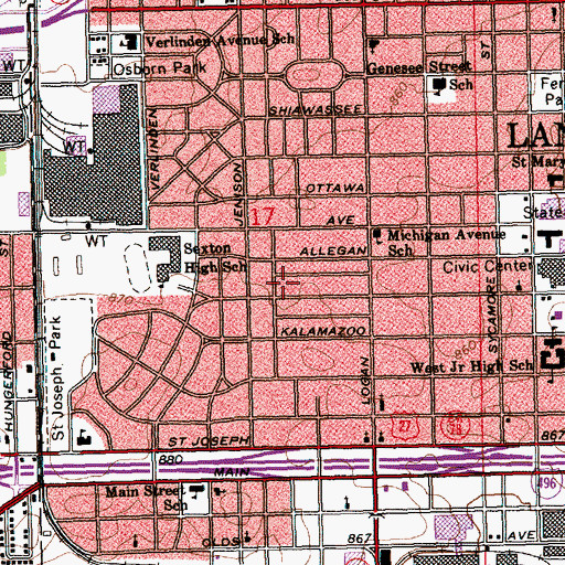 Topographic Map of Riddle Elementary School, MI