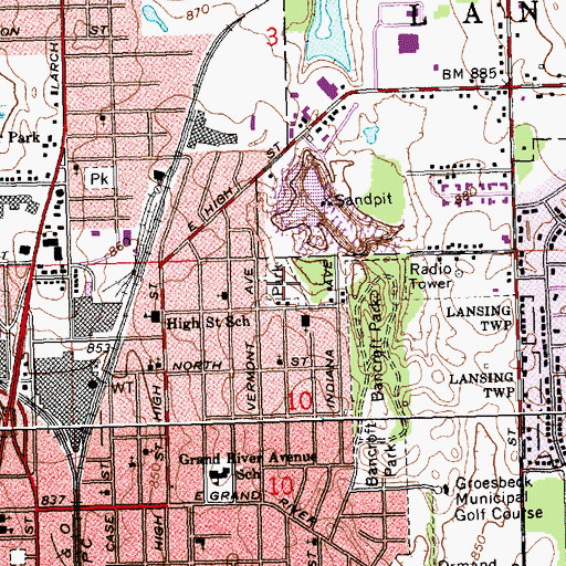 Topographic Map of Porter Park, MI