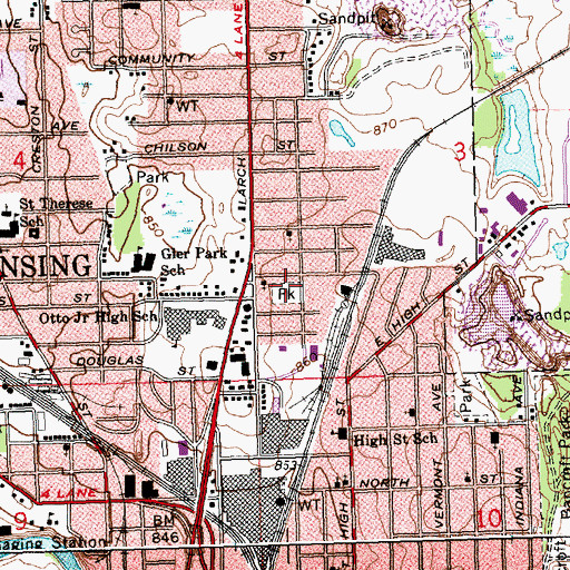 Topographic Map of Seventh Park, MI