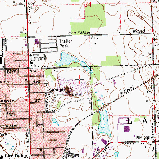 Topographic Map of Paulsen Park, MI