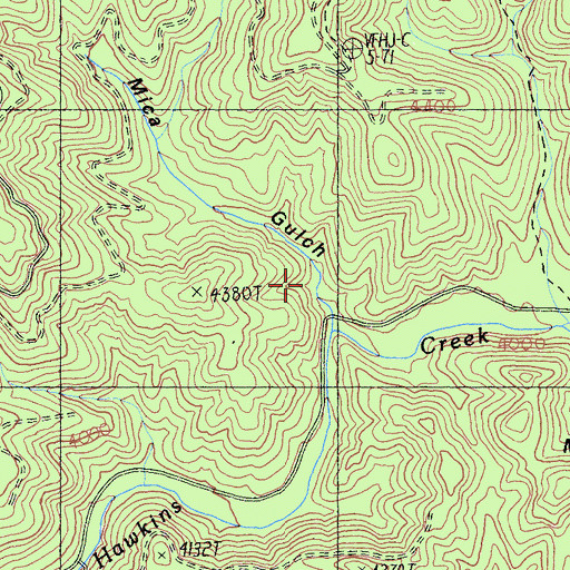 Topographic Map of Mica Gulch, CA