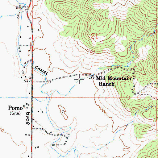 Topographic Map of Mid Mountain Ranch, CA