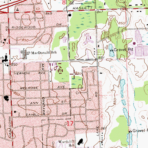 Topographic Map of Burcham Park, MI