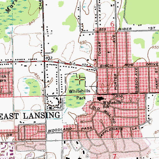 Topographic Map of Towar Park, MI