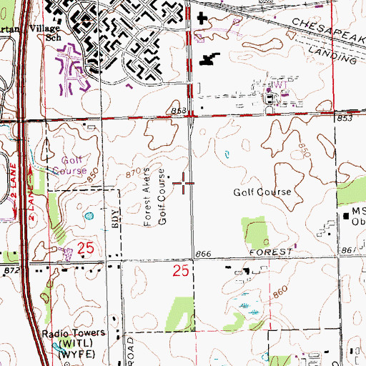 Topographic Map of Forest Akers Golf Course, MI