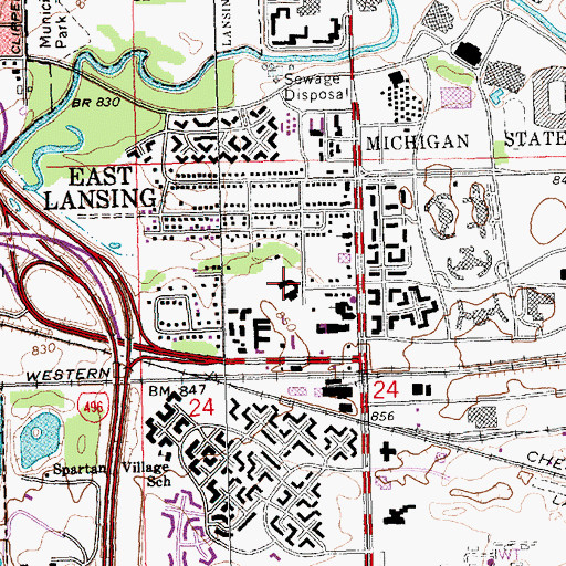 Topographic Map of Red Cedar Elementary School, MI