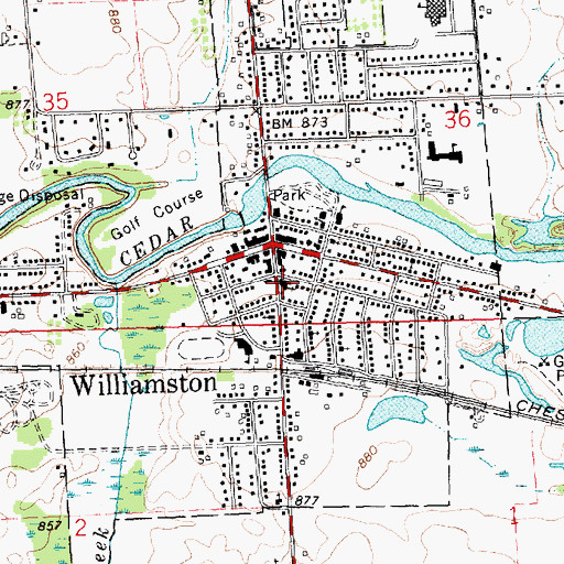 Topographic Map of Williamston United Methodist Church, MI
