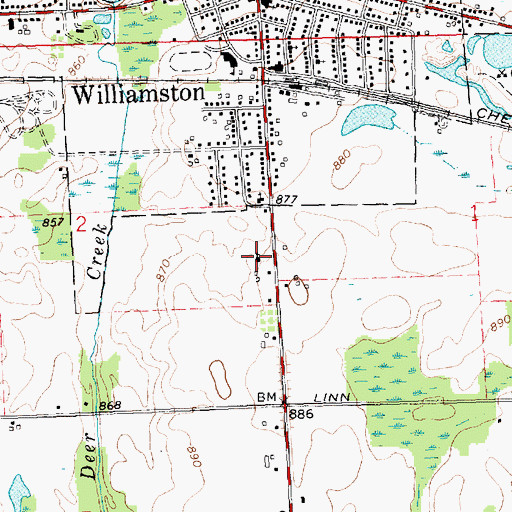 Topographic Map of First Baptist Church, MI