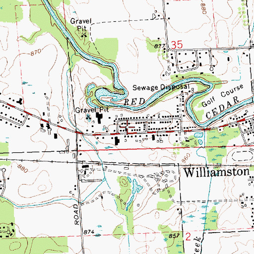 Topographic Map of Memorial Lutheran Church, MI