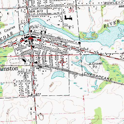 Topographic Map of Praise Fellowship Church, MI