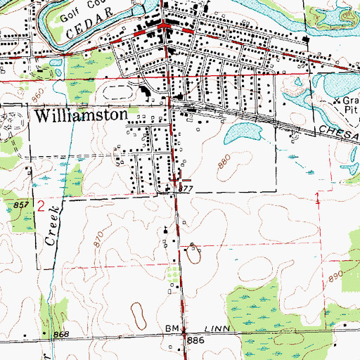 Topographic Map of Williamston Primary Care Doctors, MI