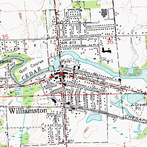 Topographic Map of Williamston Police Department, MI