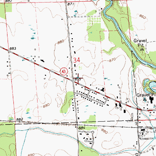 Topographic Map of Williamston Post Office, MI