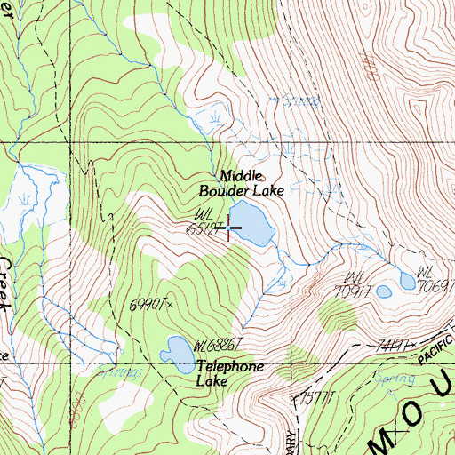 Topographic Map of Middle Boulder Lake, CA