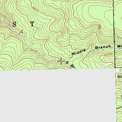 Topographic Map of Middle Branch Brushy Canyon, CA