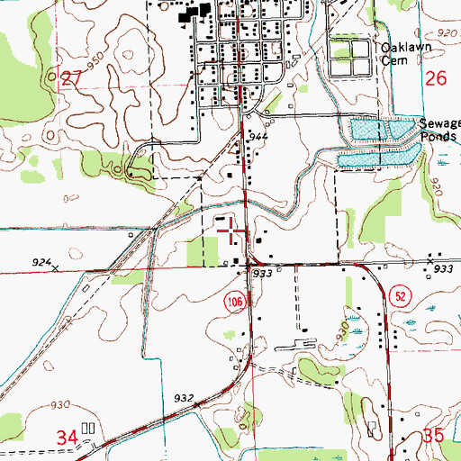 Topographic Map of First Baptist Church, MI