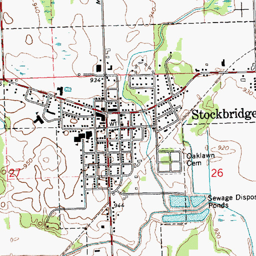 Topographic Map of Stockbridge United Methodist Church, MI