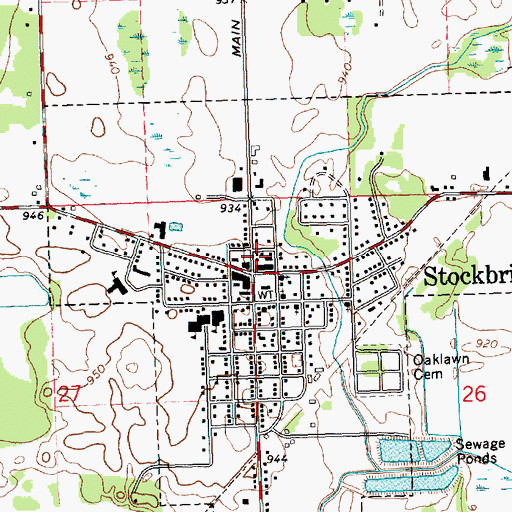 Topographic Map of Stockbridge Post Office, MI