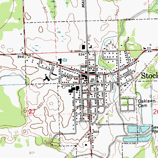 Topographic Map of Stockbridge Library, MI
