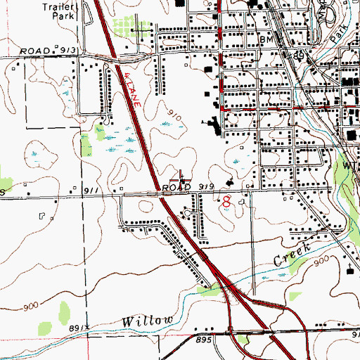 Topographic Map of All Saints Lutheran Church, MI
