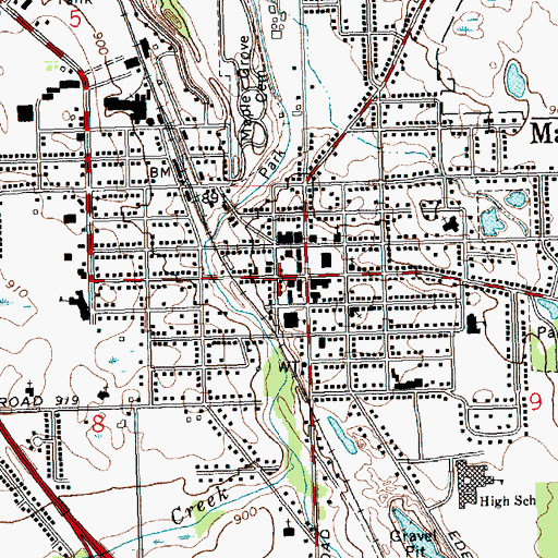 Topographic Map of Mason Library, MI