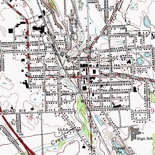 Topographic Map of Mason City Hall, MI