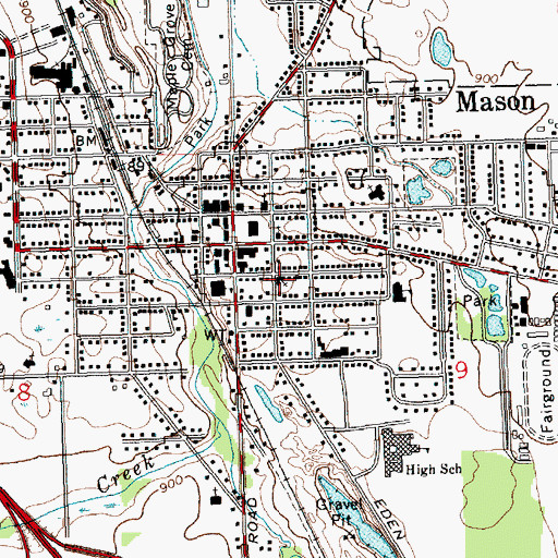 Topographic Map of Mason Area Historical Museum, MI