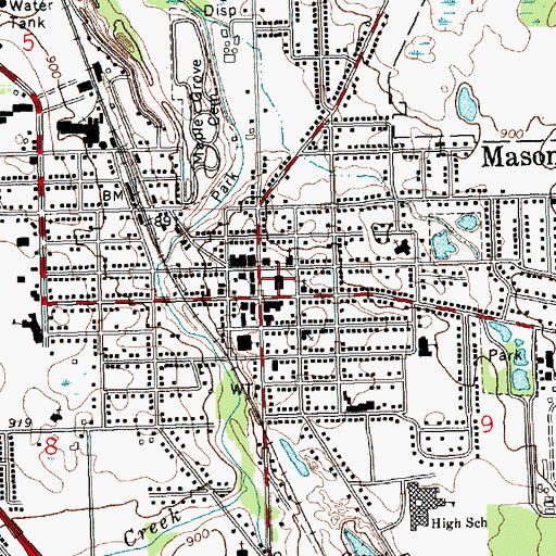 Topographic Map of Ingham County Courthouse, MI