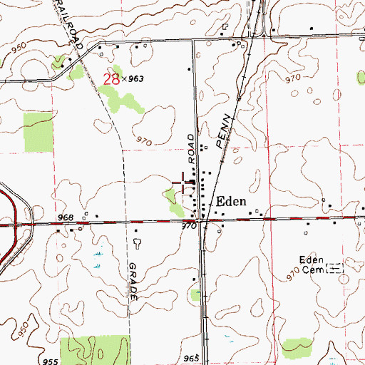 Topographic Map of Eden United Brethren Church, MI
