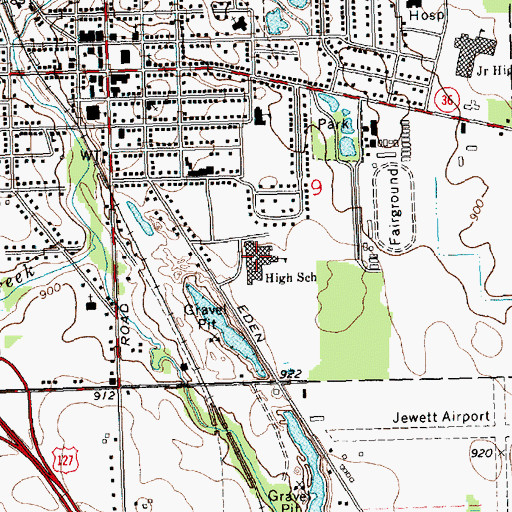 Topographic Map of Mason High School, MI