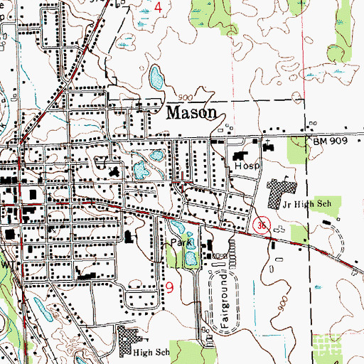 Topographic Map of Rayner Park, MI