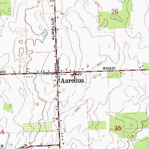 Topographic Map of Aurelius Baptist Church, MI