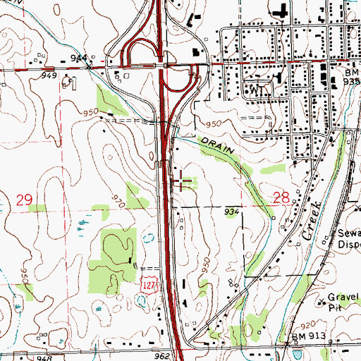Topographic Map of Bible Baptist Church, MI