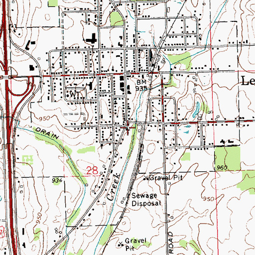 Topographic Map of Leslie United Methodist Church, MI