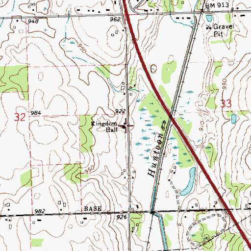 Topographic Map of Kingdom Hall of Jehovah's Witnesses, MI