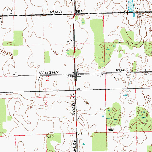 Topographic Map of Cross Roads Baptist Church, MI