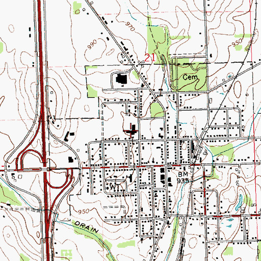 Topographic Map of Woodworth Elementary School, MI