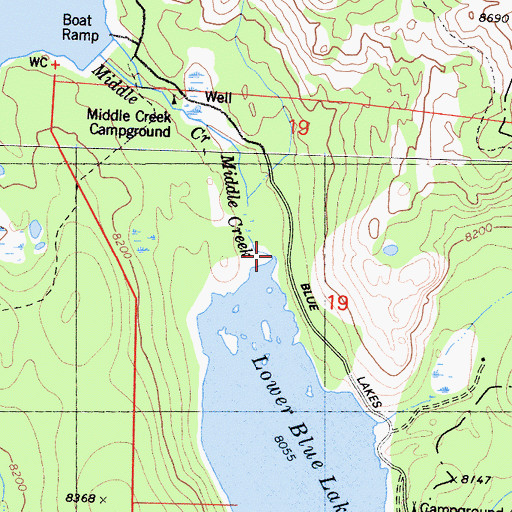 Topographic Map of Middle Creek, CA