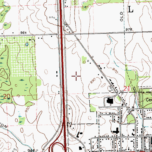 Topographic Map of Leslie High School, MI