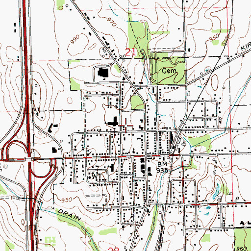 Topographic Map of Leslie City Library, MI