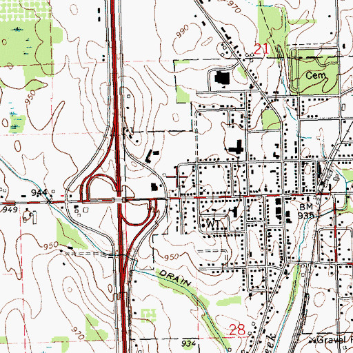 Topographic Map of Foote Family Medical Center, MI