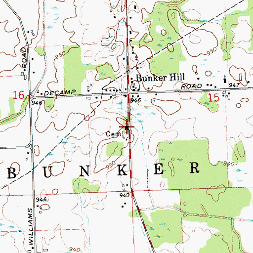 Topographic Map of Bunker Hill Seventh Day Church, MI