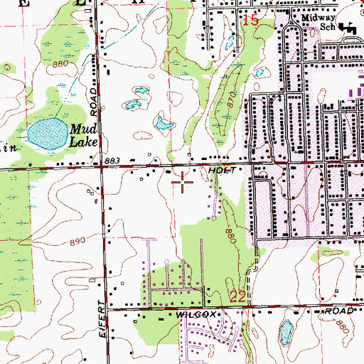 Topographic Map of Holt Church of the Nazarene, MI