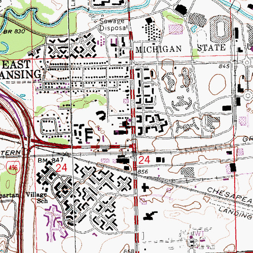 Topographic Map of University United Methodist Church, MI