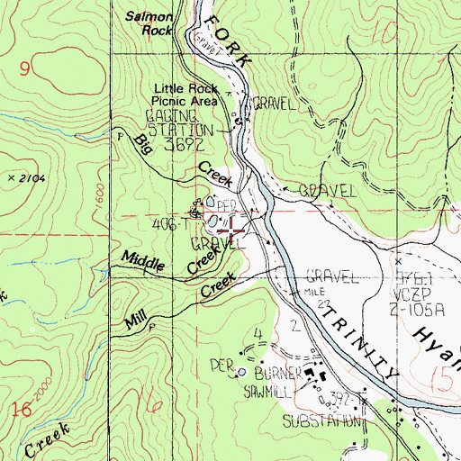 Topographic Map of Middle Creek, CA