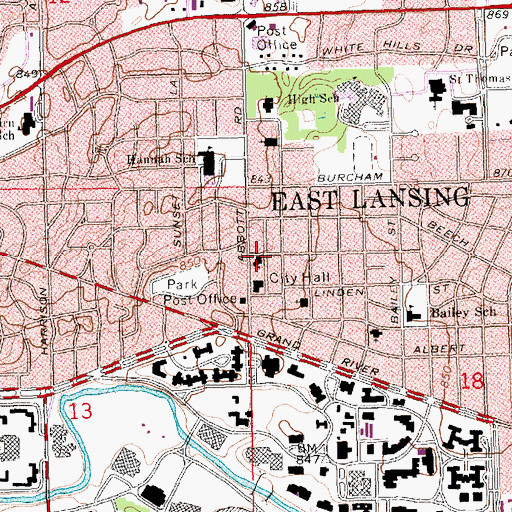 Topographic Map of Martin Luther Chapel, MI
