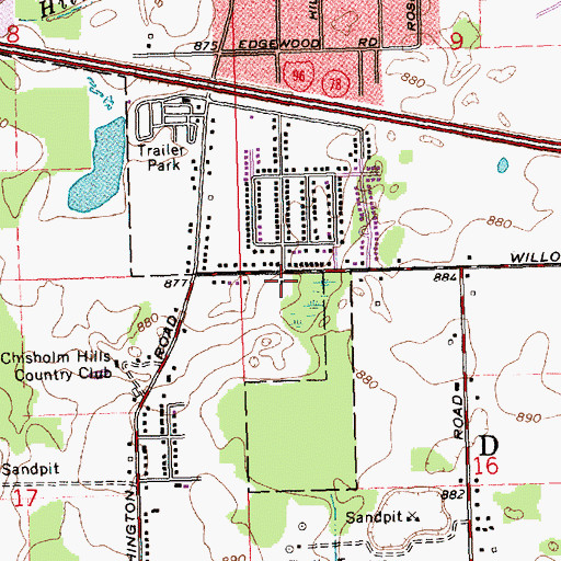 Topographic Map of Olivet Baptist Church, MI