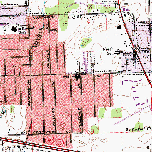 Topographic Map of Cristo Rey Parish Church, MI